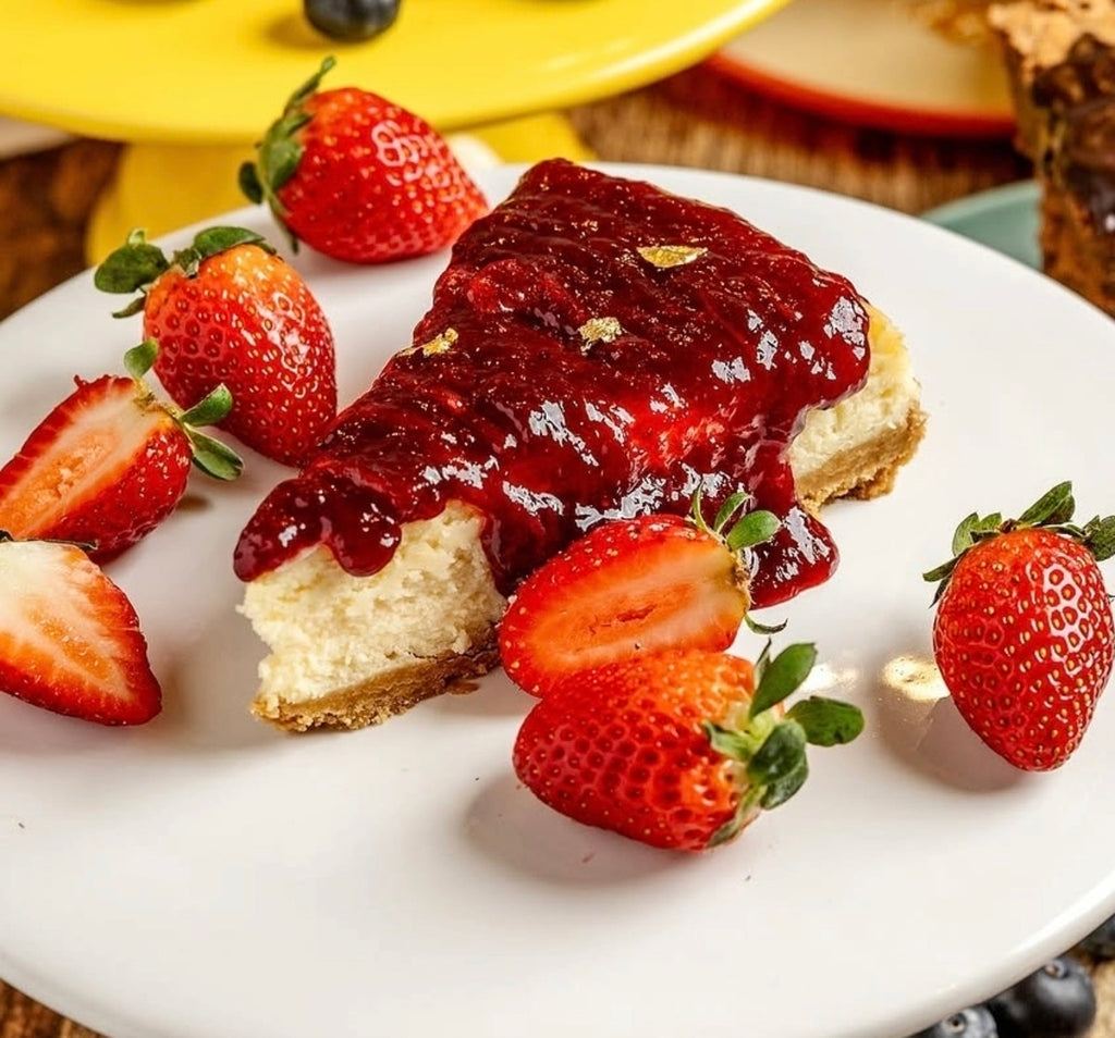 Porción de cheesecake de fresa